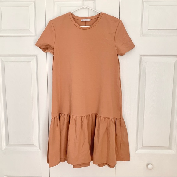 ZARA Ruffle Peplum T-Shirt Dress Women’s Size Small - Picture 2 of 7
